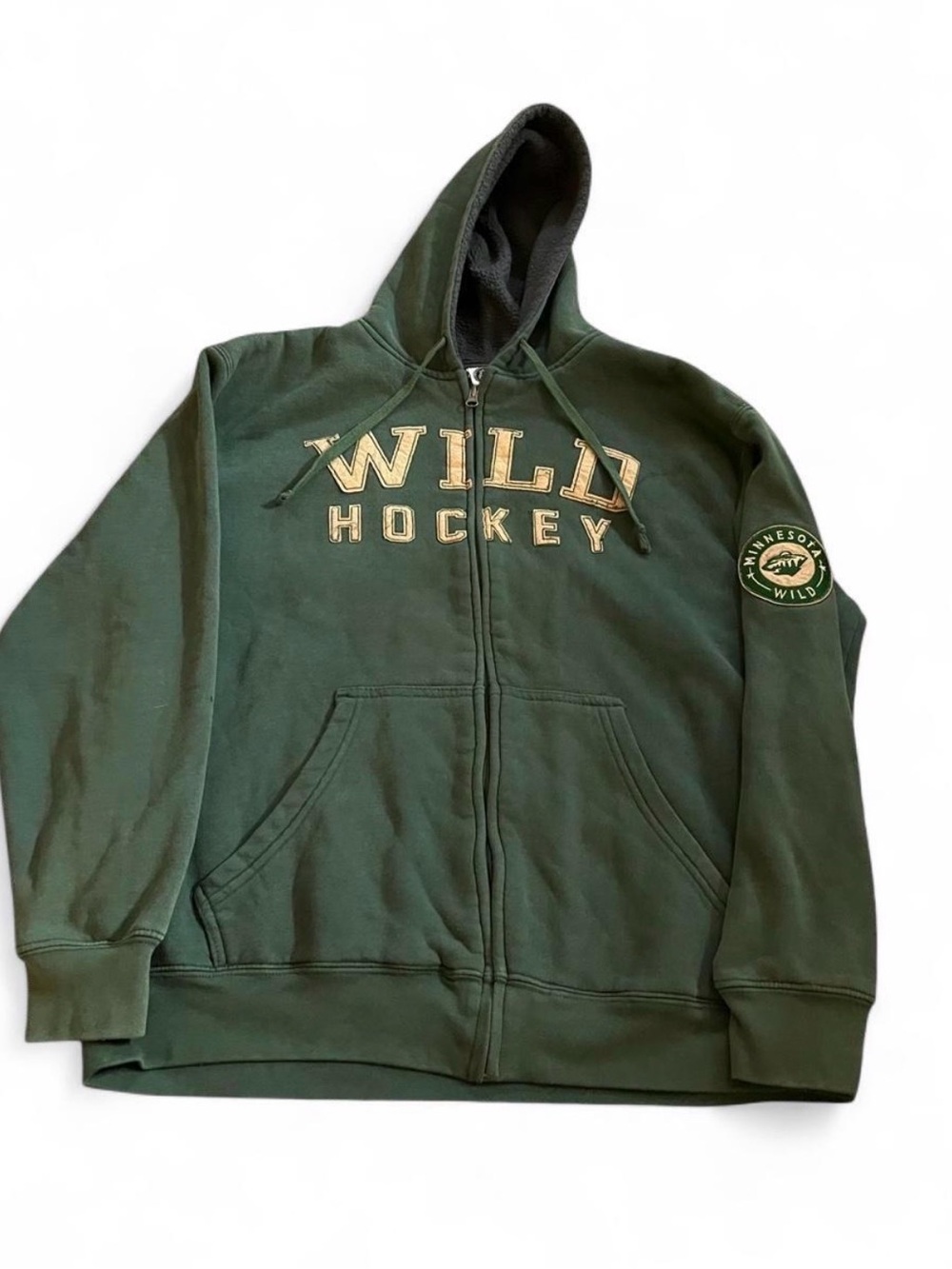 Men’s NHL Minnesota Wild Green Embroidered Full Zip Fleece Jacket Size L